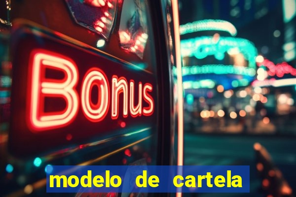 modelo de cartela de bingo em branco